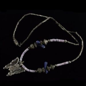 Vintage Navajo Sterling Silver Butterfly Necklace 18"